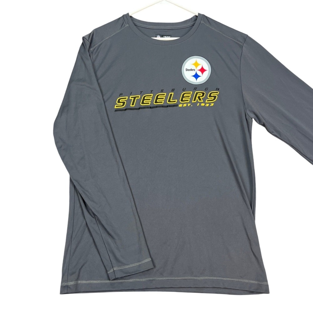 Pittsburgh Steelers Mens Medium Gray Long Sleeve Shirt NFL Team Apparel